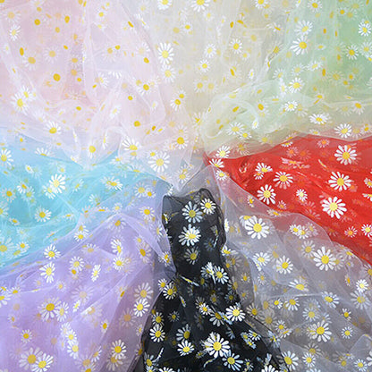 Floral Daisy Gauze Mesh Fabric Transparent Chiffon DIY Sweet Dress Blouse Bags