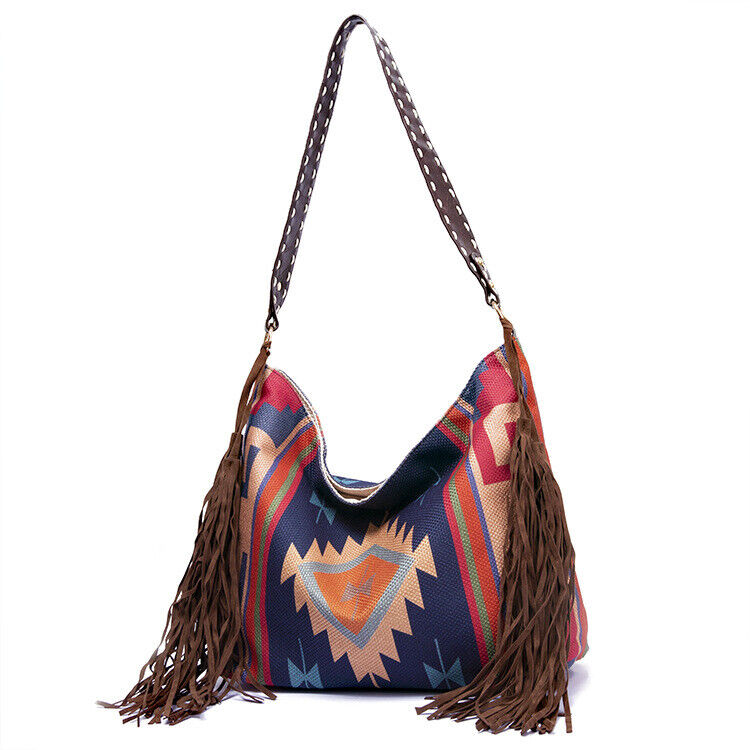 Large Hand-Woven Tassel Bag, Women's Canvas Tote Shoulder Bags RETRO
