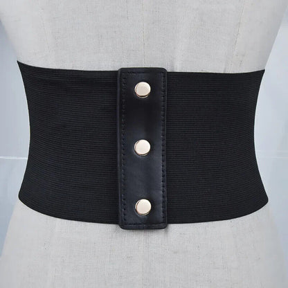 Women Corsets PU Leather Black Sexy Dress Jeans Waistband Wide Belts Cummerbunds