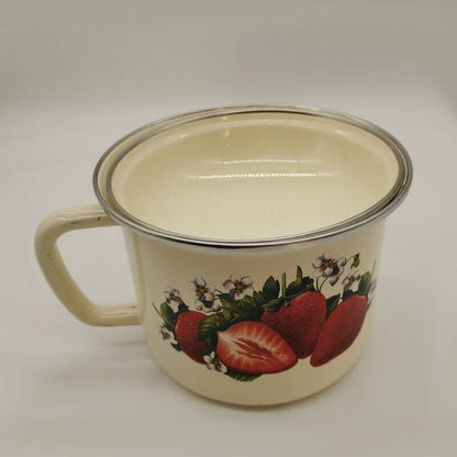 Noodle Cups 1.4L Enamel With Lid Work Lunch Box Canteen Single Handle Bowls 16cm