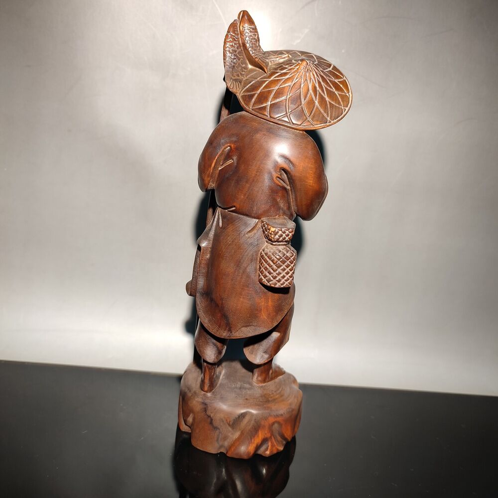 vintage carved wooden figurines wood fish sculpture Nice statues old men happy