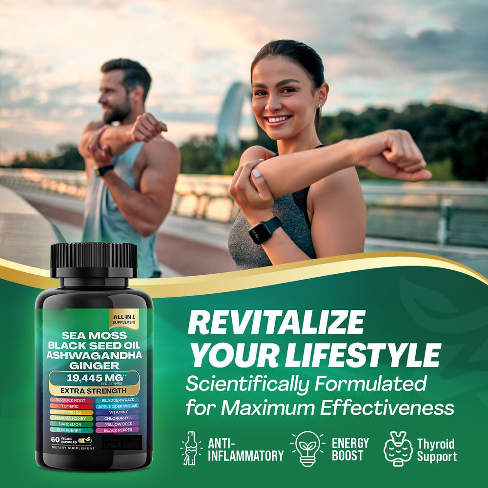 Black Seed Oil 4000Mg Sea Moss 7000Mg Turmeric 2000Mg Ashwagandha 2000Mg