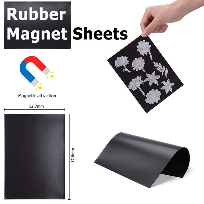 Magnet Sheet 10Pcs Set Rubber Self Adhesive Sticker Black Magnetic Mat 177x127mm
