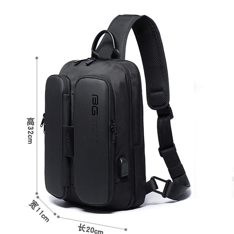 New Designer Men's Sling Backpack Oxford cloth Waterproof Crossbody Bag USB Port