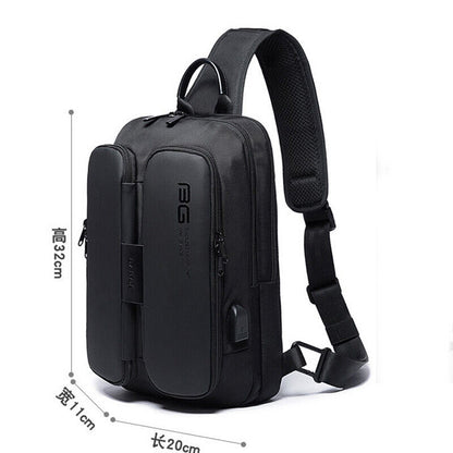 New Designer Men's Sling Backpack Oxford cloth Waterproof Crossbody Bag USB Port