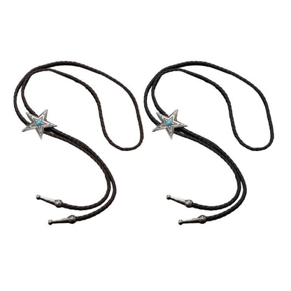 Men Bolo Tie Elegant Black Star Pendant Cowboy Necktie Western Necklace Costumes