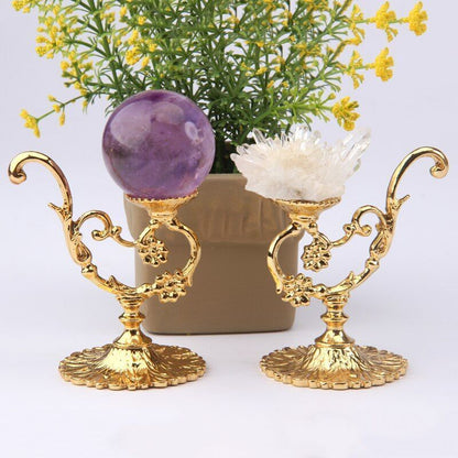 Crystal Ball Holder Gold Sphere Ball Display Stand Shelf Rack 5x3x2.7 Inch Metal