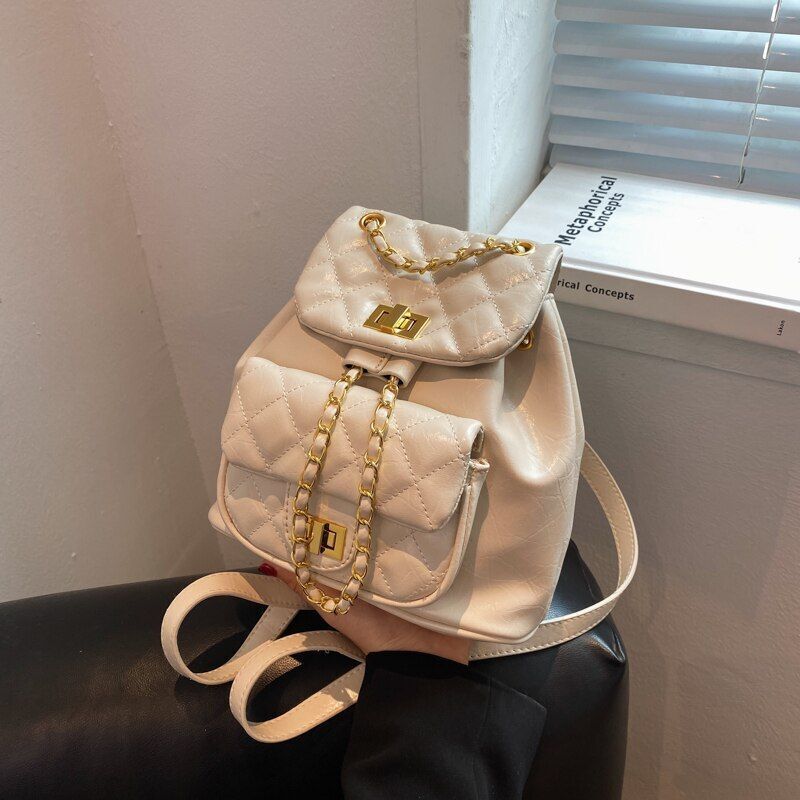 Backpack Shoulder Bag Chain Small Handbag Purse Polyester Traveling Softback 1PC
