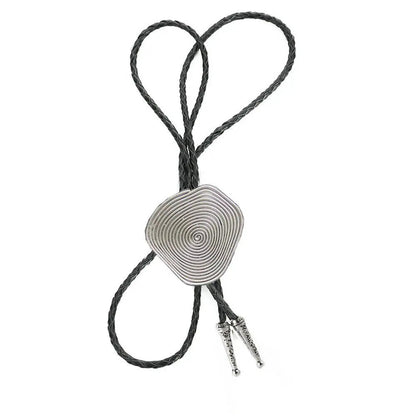 Men Bolo Tie European American DIY Leather Tie Hand Fingerprint Pendant Neckties
