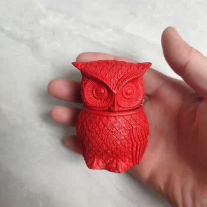 chinese lacquerware box Japan lacquerwork carved cute owl statue jewelry decor