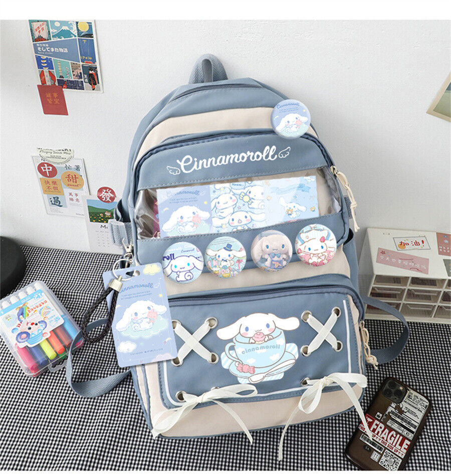 My Melody Kuromi Cinnamoroll Nylon Backpack Cartoon Student Schoolbag Travel Bag