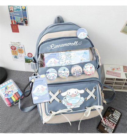My Melody Kuromi Cinnamoroll Nylon Backpack Cartoon Student Schoolbag Travel Bag