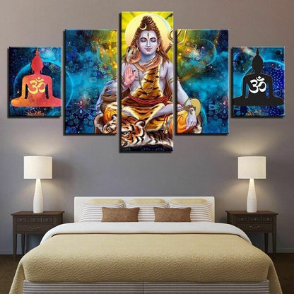 Lord Shiva Giving Blessing 5 Panel Canvas Print Wall Art Poster Home Decoration