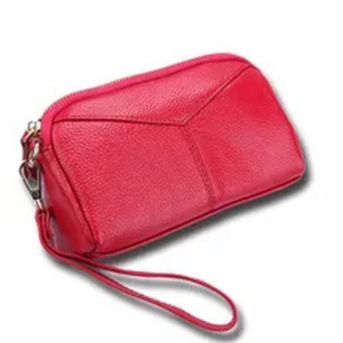 Casual Clutch Bag Genuine Cow Leather Wristlets Handbag Woman Wallet Soft Zipper