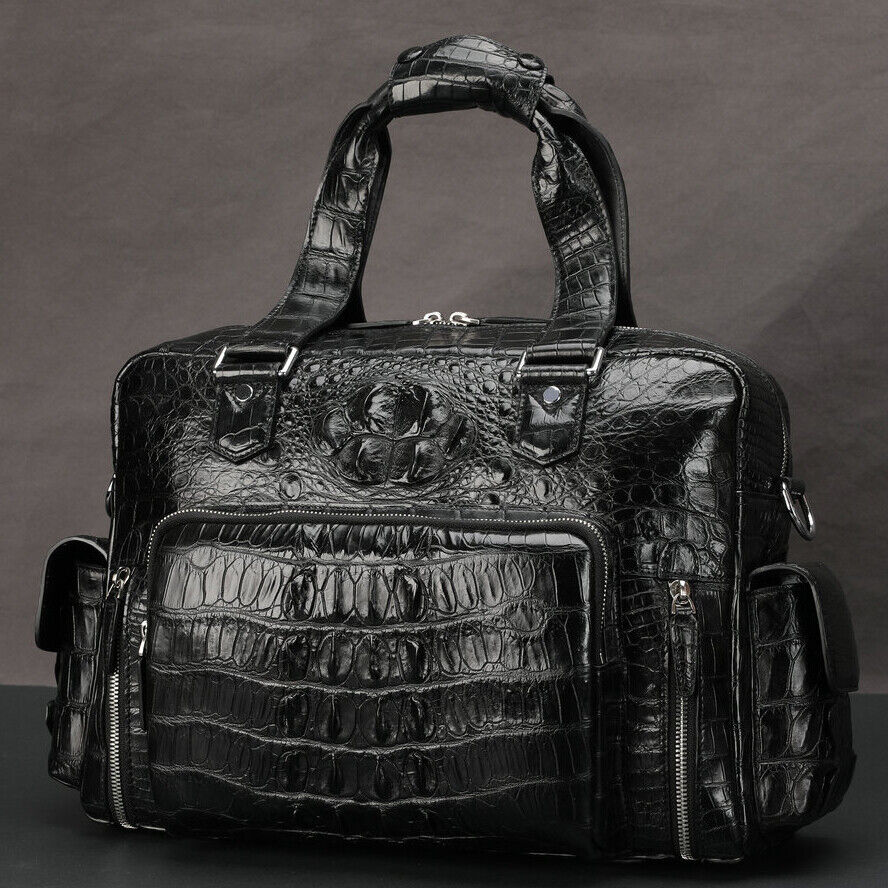 Real Handcrafted Siamese Skin Leather Men's Travel Luggage Luxury Large Handbags