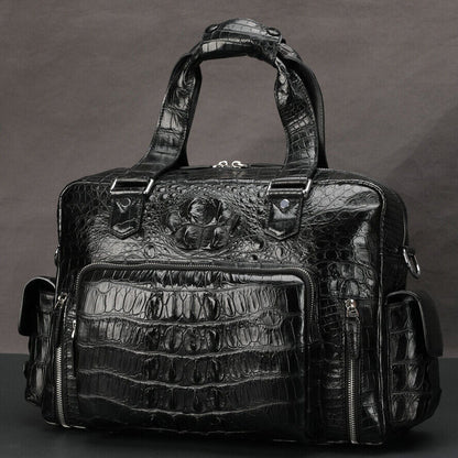 Real Handcrafted Siamese Skin Leather Men's Travel Luggage Luxury Large Handbags