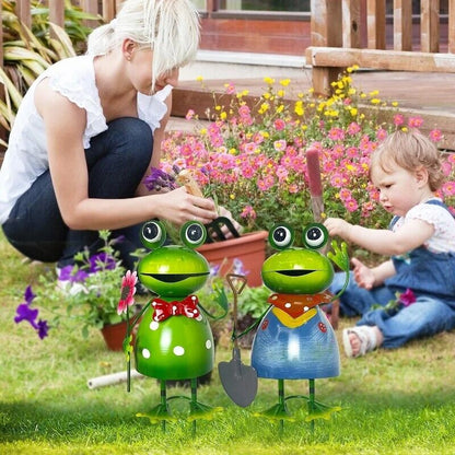 Frog Statue Metal Figurine Garden Outdoor Decor Yard 3D Art Sculpture 15x8x5inch