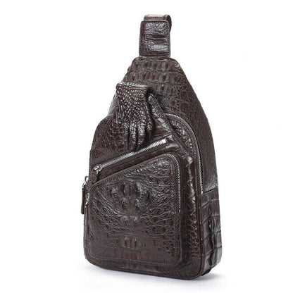 Real Crocodile Alligator Skin Leather Men's Crossbody Bag Luxury Sling Backpack