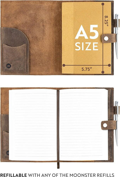 Hand Crafted Leather Bound Journal Refillable Notebook Inspirational with Pen