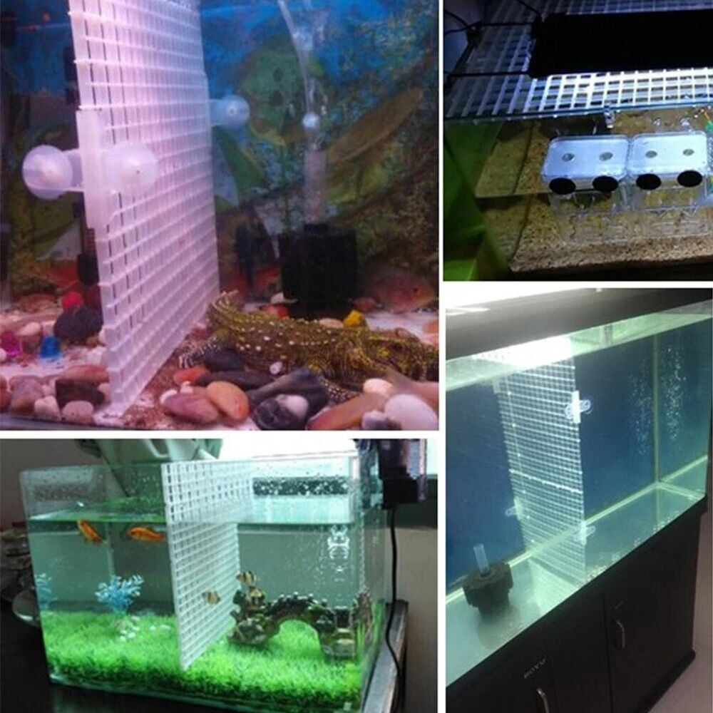 Aquarium Filter Net 2Pcs Fish Tank Black Grids Divider Tray Crate Filtering Mesh
