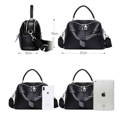 Bag for Women Genuine Leather Shoulder Purses Multi-Pocket Cowhide Female Bag