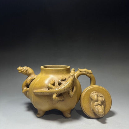 vintage chinese yixing purple clay teapot zisha ceremony carving Collectible art