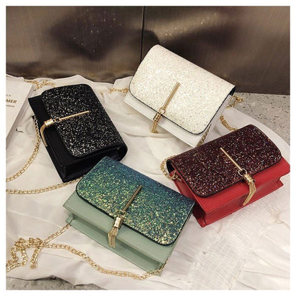 Women Bag Chain Shoulder Bag for Girl Gift Material Black Green Red