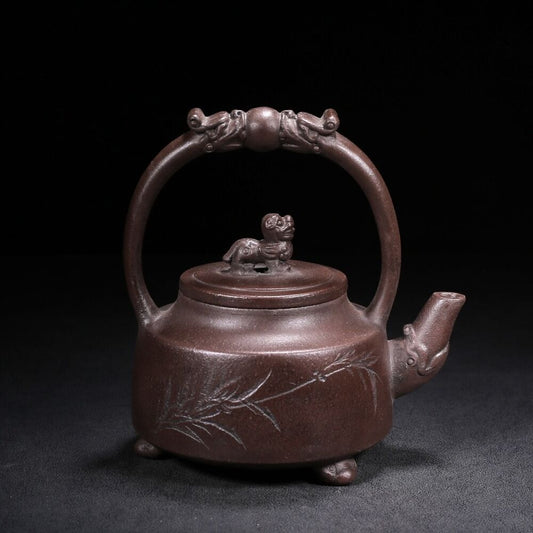 Chinese Yixing Zisha Clay Handmade Exquisite Teapot（双龙戏珠 底款：陈鸣远）