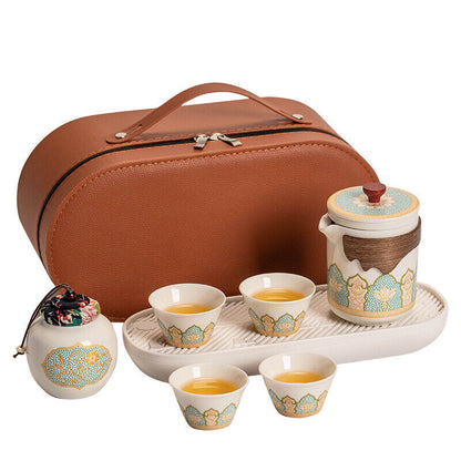 Outdoor Office Camping Tea Ceramic Set Porcelain Chinese Gongfu Tea Cup Set