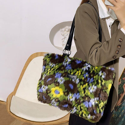 Bag Women Handbags Winter Shoulder Bags Floral Printing Large Capacity Tote Bag