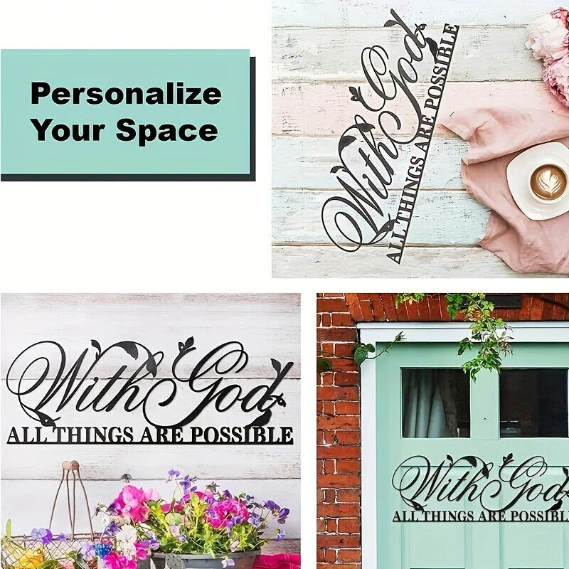 1pc Iron Art Decoration Wall Decor With God All Things Are Possible Sign