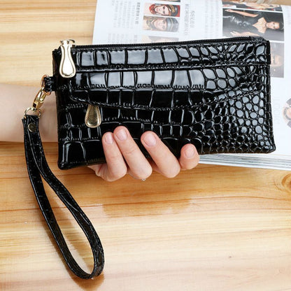 Patent Leather Wallets Fallow Long Double Zipper Wallet Clutch Bag Design Purse