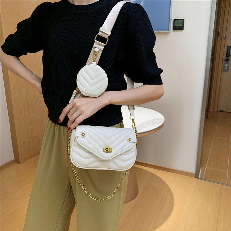 Small Synthetic Leather 2 PCS/SET Shoulder Bag Handbag Crossbody Purse 20*15*7CM