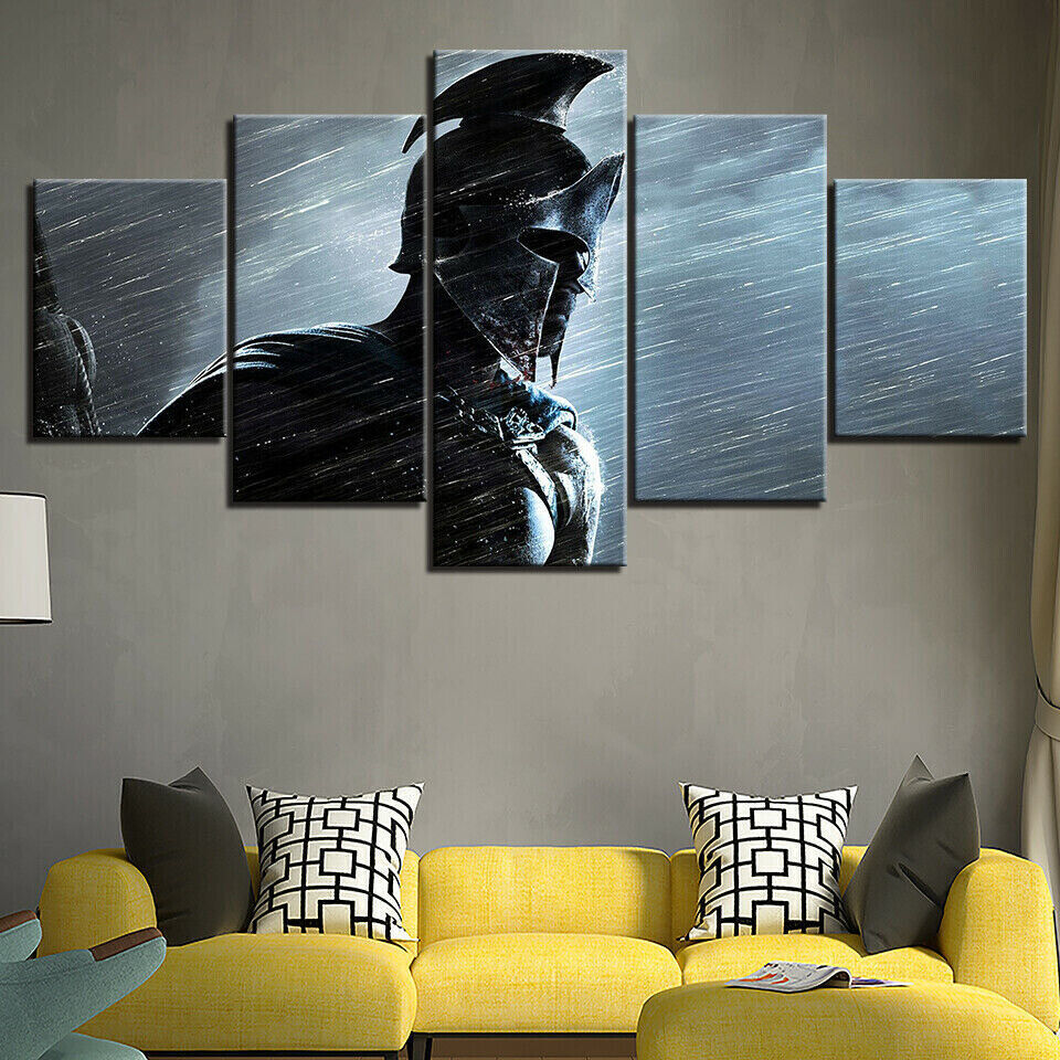 5 pieces of Animal Tiger HD spray painting canvas oil Sparta Warrior Figure Spar