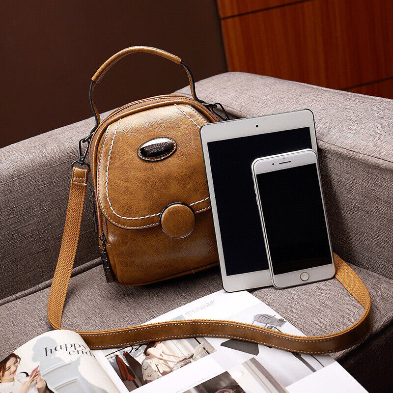 Oil Wax Leather Women's Fashion Small Backpack Mini Cute Shoulder Bag Rucksack