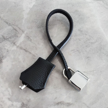 Real Cowhide Leather Clochette Bag Charm Gold/ Silver Padlock & Key for Handbags