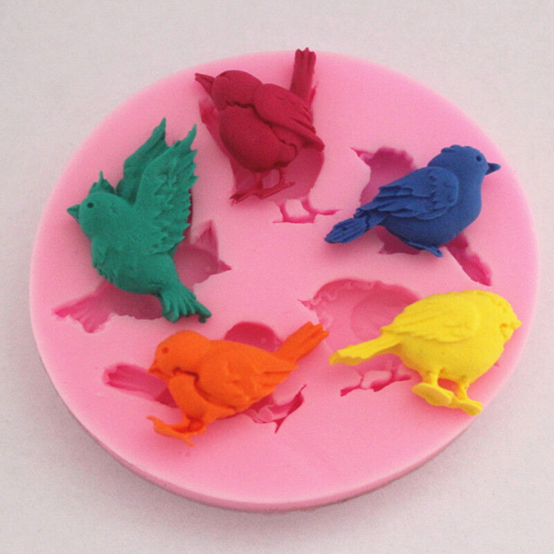 Silicone Cake Mold New Design 1PC 3D 5 Birds Cute Bird Chocolate Soap Mold Tools