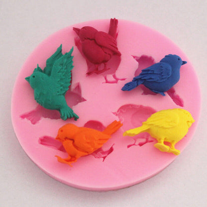 Silicone Cake Mold New Design 1PC 3D 5 Birds Cute Bird Chocolate Soap Mold Tools