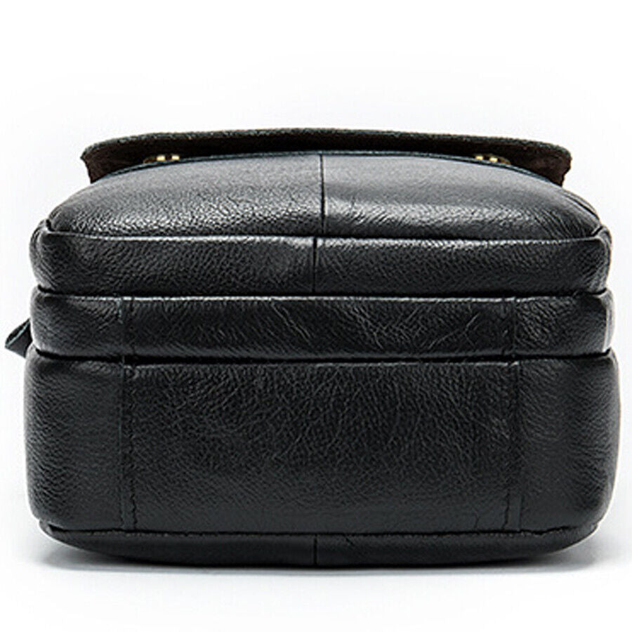 100% Genuine Leather Men's Sling Shoulder/Messenger Bag Double Zipper 8" Handbag