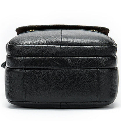 100% Genuine Leather Men's Sling Shoulder/Messenger Bag Double Zipper 8" Handbag