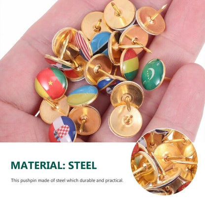 Board Marker Thumbtack 194Pcs Different Countries Map Tacks Nation Flag Pushpins