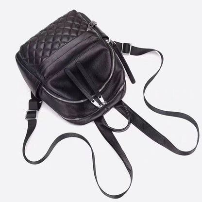 Top Cow Leather Black Backpack, Soft Leather Women's rucksack Travel Bag