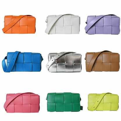 Mini Woven Real Leather Belt Bag Crossbody Sling Fanny Waist Pack Chain Clutch