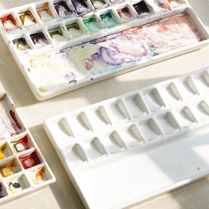 Watercolor Palette Ceramic Oil Painting White Porcelain Shell Color Mixing Plate