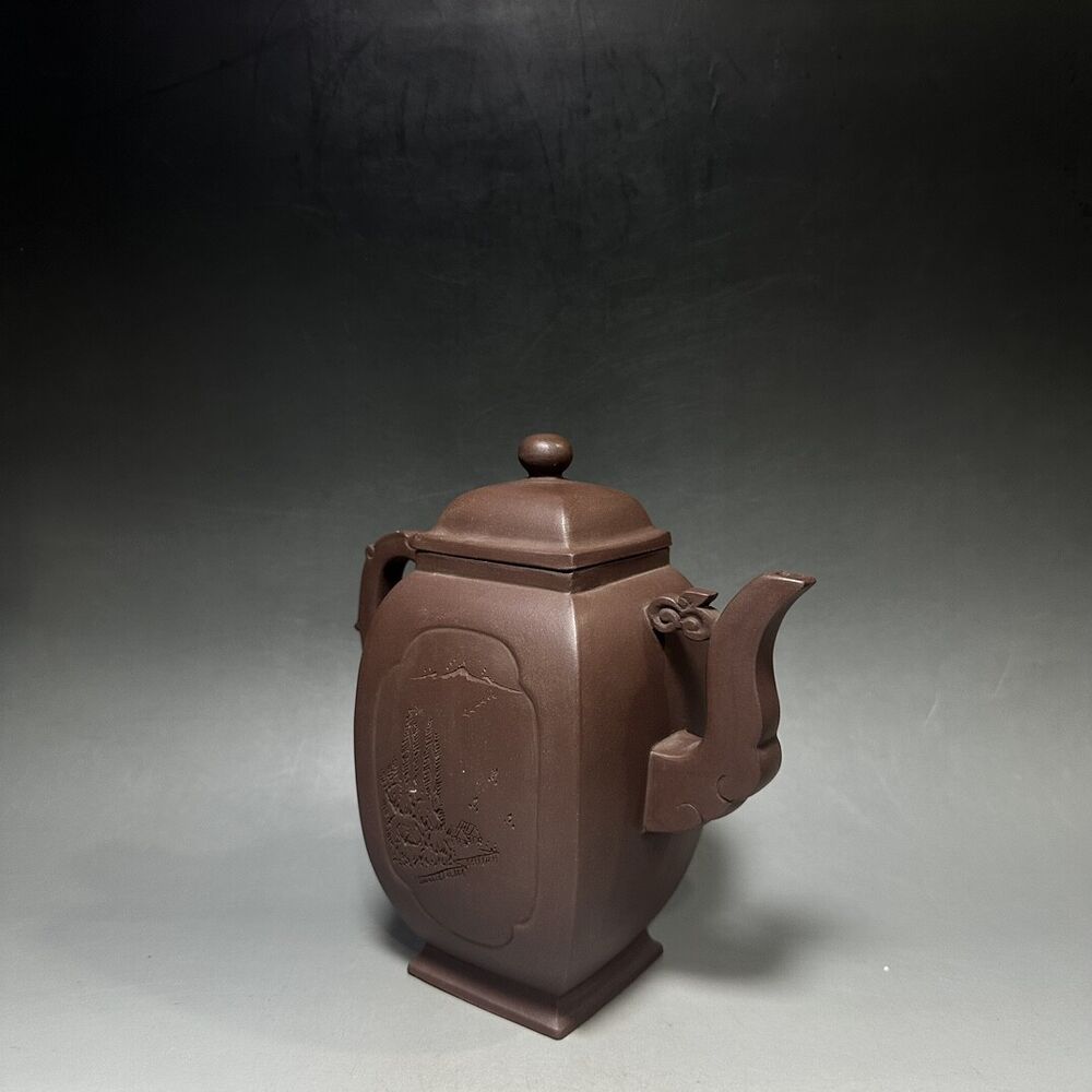 vintage chinese yixing purple clay teapot zisha ceremony carving Collectible art