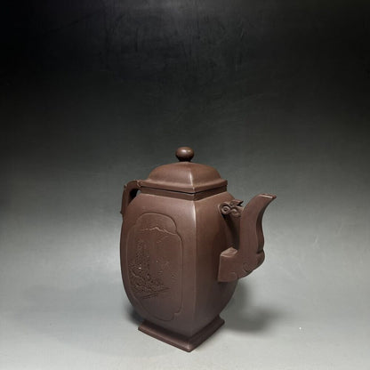 vintage chinese yixing purple clay teapot zisha ceremony carving Collectible art