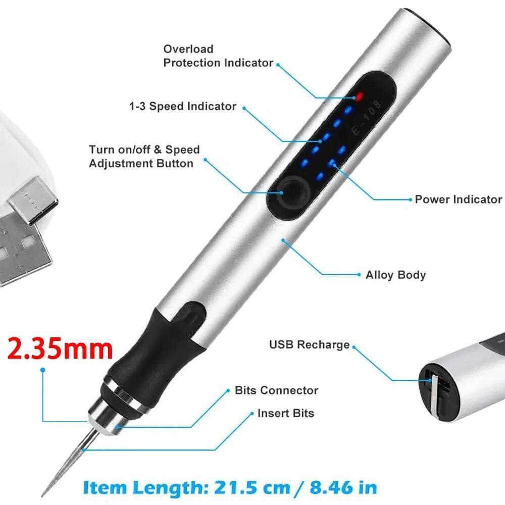 Defabee Engraving Pen with 34Bits, Portable Engraving Pen Electric Cordless Tool
