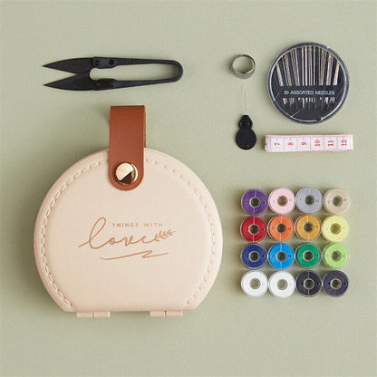 Sewing Kit 22Pcs ABS+PU Portable Household DIY Embroidery Handwork Tool Needles