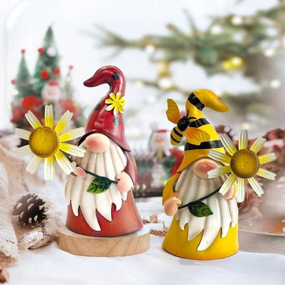 Windmill Sculpture 2Pcs Outdoor Gnome Statue Yard Art Garden Lawn Decor 18x7.5in