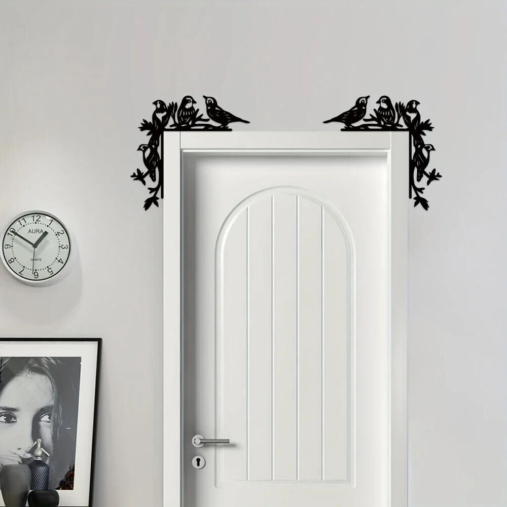 Metal Four Birds Decorative Wall Stickers Door Corner Decorations, Door Frame